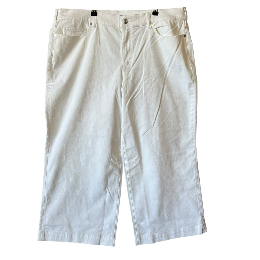 Lands' End Women’s Wide Leg Crop Pants in White